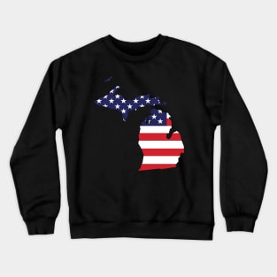 Michigan State Shape Flag Background Crewneck Sweatshirt